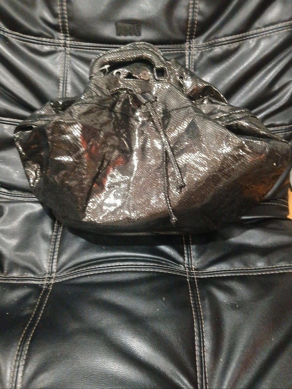 Gallan Metallic Black Hobo Bag